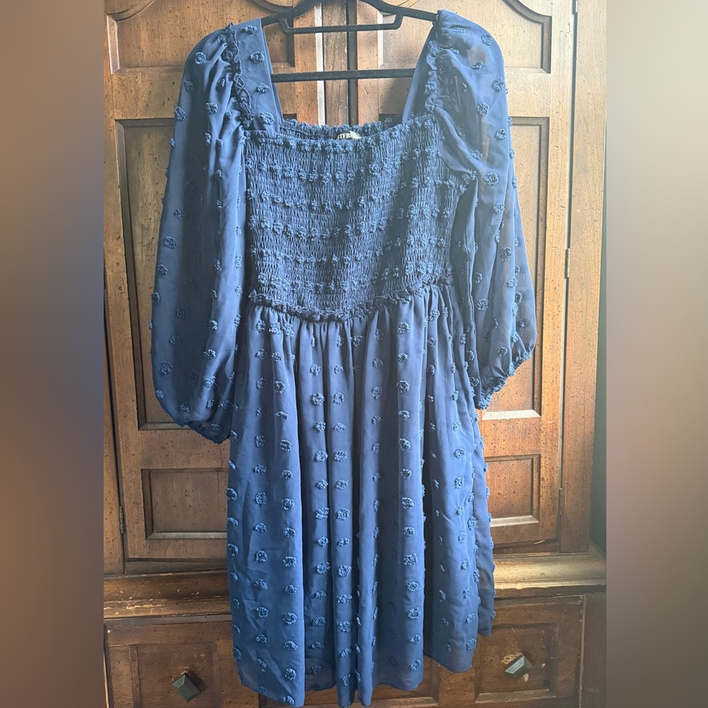 Chic Long Sleeve Navy Dress